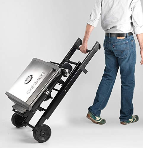 No, you do NOT remove the grill from the cart when you want to move it! It folds down, nice 'n' easy.